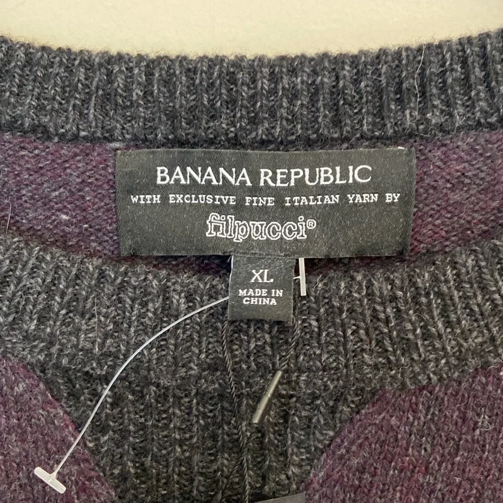 NWT Men’s Banana Republic Crew Neck‎ Sweater with Filpucci Yarn Wool Sweater-XL